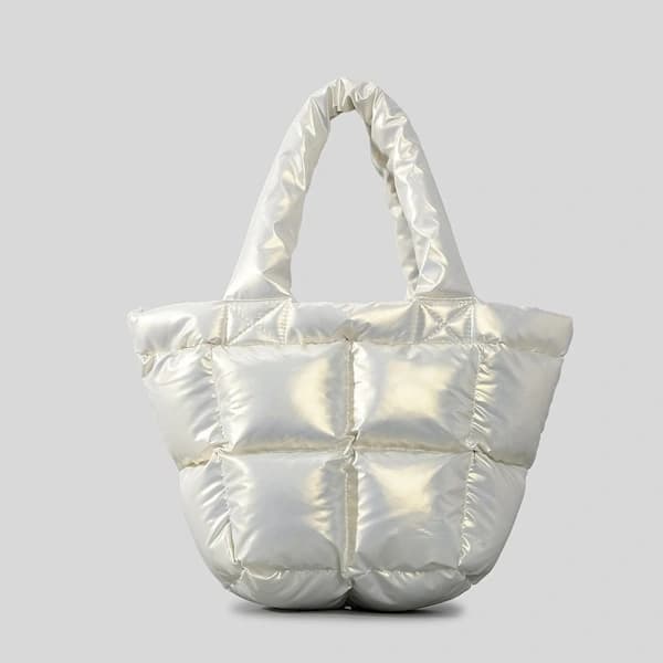 Puff Bag Quilted Puffy Handbag WHITE white
