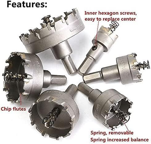 6 pcs Hss Tct Chainsaw Core Bits Drill Bits Carbide Hole Saw, 22-65mm