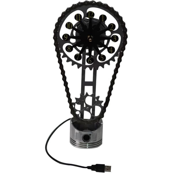 Creative Rotating Gear Clock Personalized Desk Clock Retro Gear Clock Industrial Steampunk Simple Chain Clock - Black