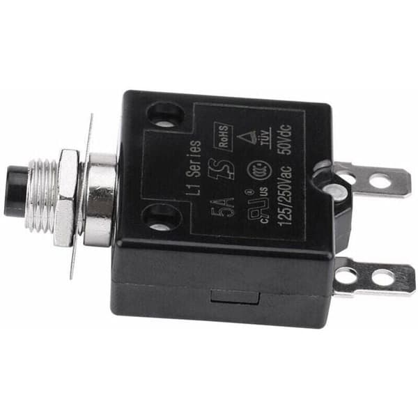 10A Circuit Breaker with Reset Button, 125-250V AC 50V DC, Thermal Overload Protector, Compatible with Electrical Systems