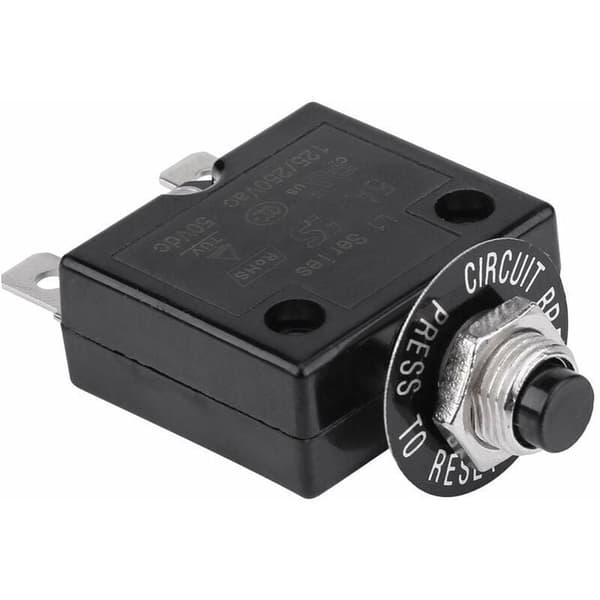 10A Circuit Breaker with Reset Button, 125-250V AC 50V DC, Thermal Overload Protector, Compatible with Electrical Systems