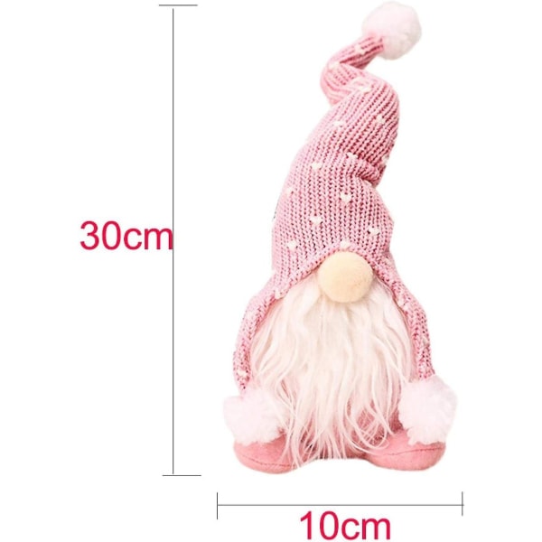 Julnisser, håndlagde mini plysj julenisser snømann Jul figurleketøy Bursdagspresang for hjem juledekorasjon (rosa)