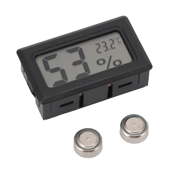 Svart Digital LCD Hygrometer Termometer for Sigarboks Skap
