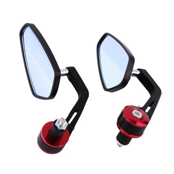 Red Aluminum Motorcycle Rearview Mirrors - Universal 7/8\" Handlebar End