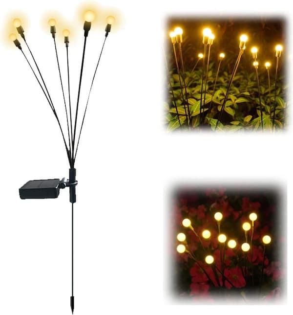 4-pack 10 LED Solar Firefly Lights (4 pcs, Warm White), g