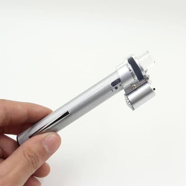 100X Mini Pen-Shaped Multifunctional Magnifier with LED Light and Leather Case