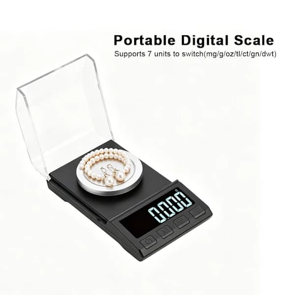 Mini Digital Precision Scale 10g 0.001g, Pocket Scale with 7 Units, Tare and Windshield, Black