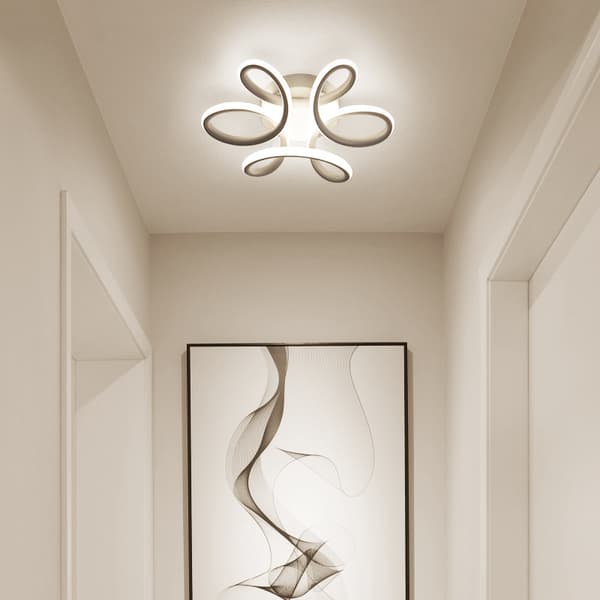 LED Ceiling Light, Modern Curved Design Ceiling Lamp for Hallway, Balcony, Kitchen, Bathroom, Bedroom, 30W White Light (White-FX-