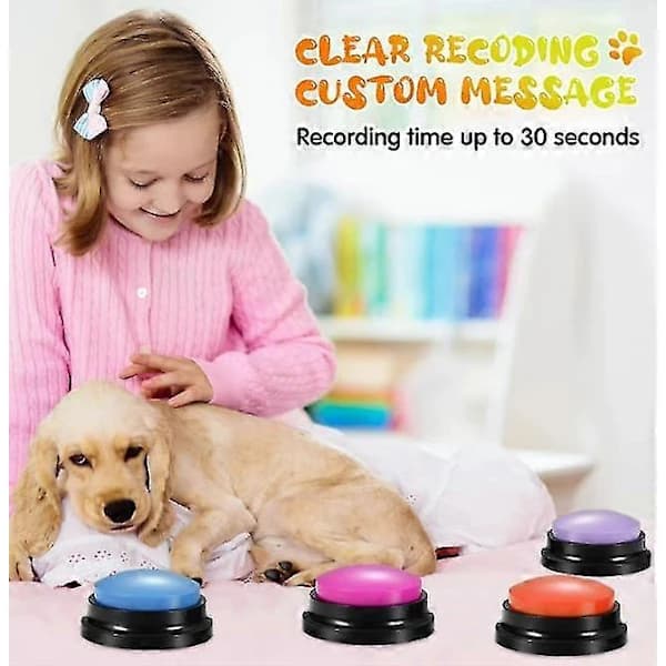 4 Recordable Dog Buttons Talking Button Set For Communication Pet Training Gift Green