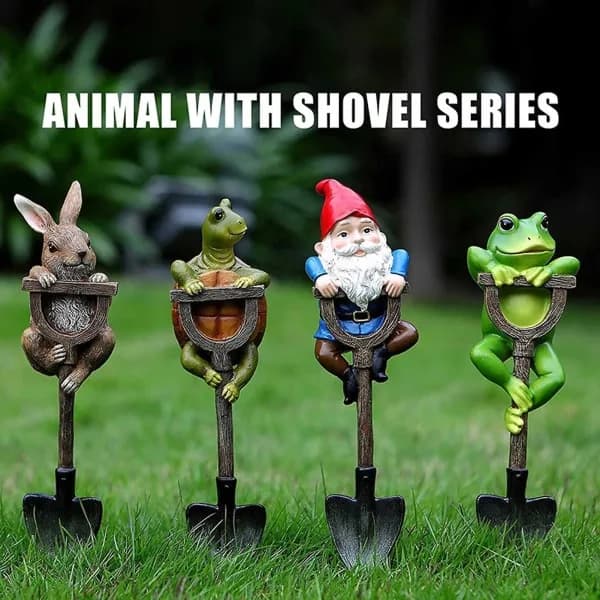 Creative Turtle Holding Shovel Garden Decoration Craft Ornament