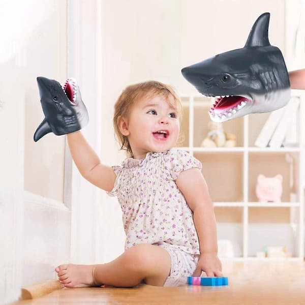 Shark Puppets Soft Rubber White Shark Head Realistic Hand Puppets