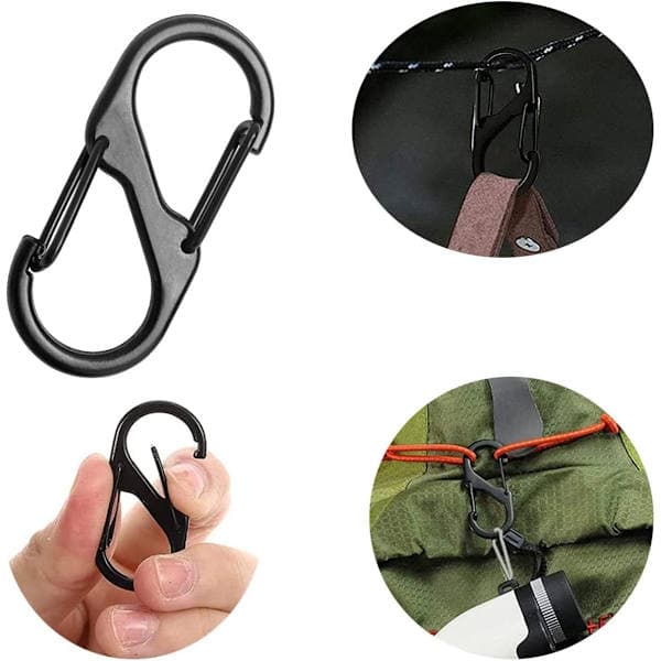 12-pack dubbel öppen karbinhake nyckelring - S-formad karbinhake - Nyckelring - Minikarbinhake