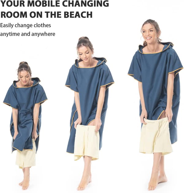 Quick-drying Microfiber Hooded Poncho for Beach and Surfing