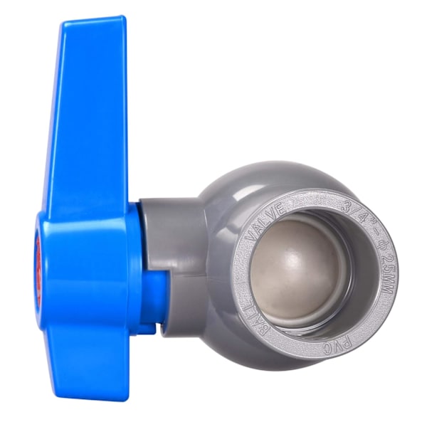 Kugleventil, 25 mm ID PVC-stikventil til akvarieopsætning, sumppumpe, pool, havesprinkler Grå Blå 2 stk