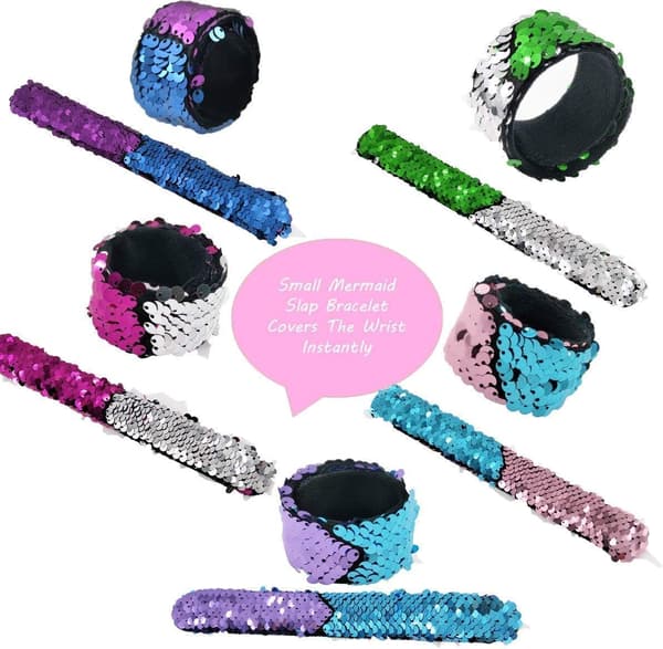 [LD]12-pack Slap Bracelet Magic Bracelet Reversible Sequins Mermaid B