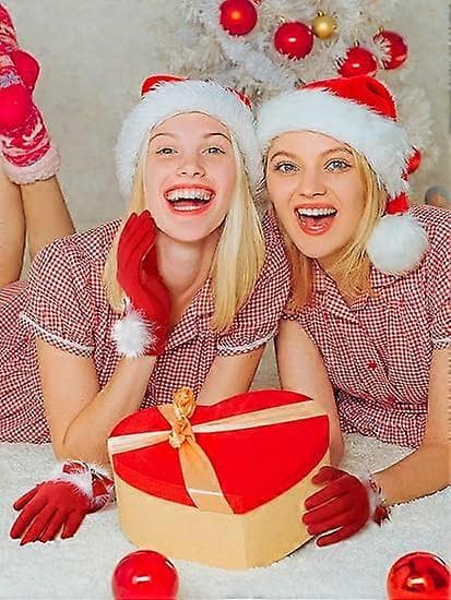 4 par julerøde handsker, nissehuehandsker, elastiske mælkesilkehandsker, tøjtilbehør egnet til julecosplayfester
