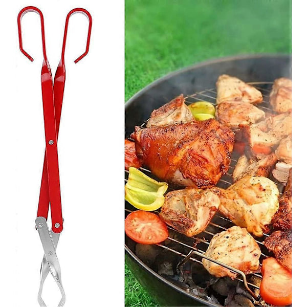 Klämma Kolhandtag Långt Handtag Grilltång Grillverktyg Kolträ Mat Tång Målade Tänger Aluminium Koltänger Aluminium Eldtänger (LGL)