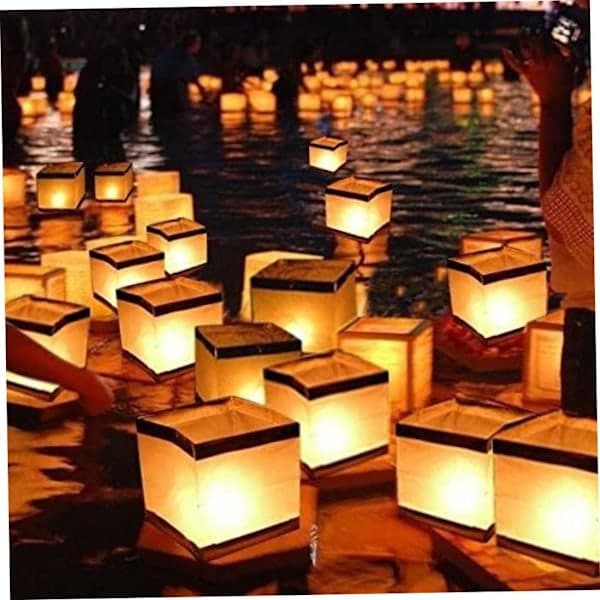 Floating Lanterns Biodegradable Candle Lanterns Water Floating Pool Lighting White Outdoor Paper Lanterns for Wishing 10 pcs.