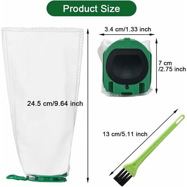 10-pack dammsugarpåsar för Vorwerk Kobold VB100 VB 100 FP100 FP 100 dammsugare, ersättningsdammsugarpåsar