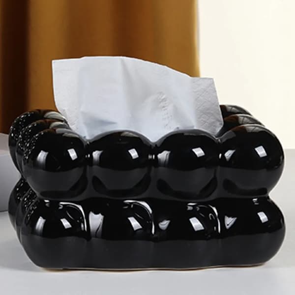 Cotton Candy Tissue Box Cosmetic Tissue Box Tissue Dispenser Paper Storage Box Table Decoration (Black)