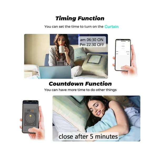 Tuya Smart Life Wifi 433mhz Blind Curtain Switch With Rf Remote Control For Electric Roller Blind Control [db] White White