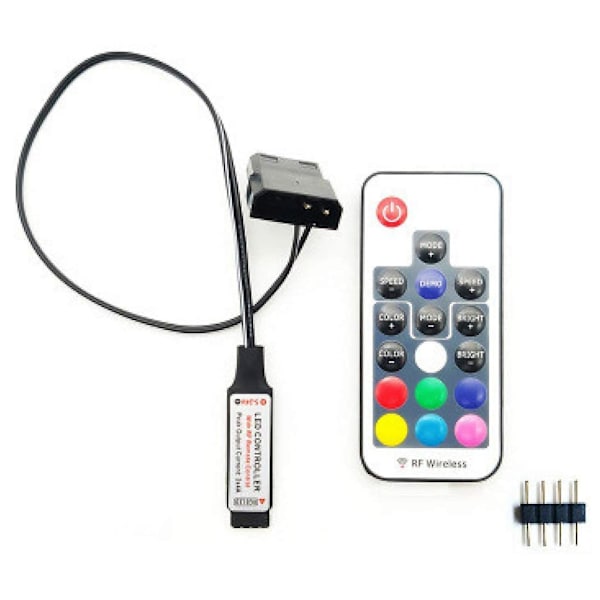 Computer Fan Lighting Controller, 5V 3-pin/12V 4-pin RGB Fan Cable Controller/Remote Control