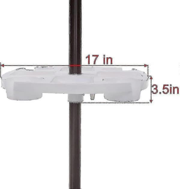 17 \" Large Outdoor Beach Umbrella Table Tray With 4 Cup Holders, 4 Snack Compartments