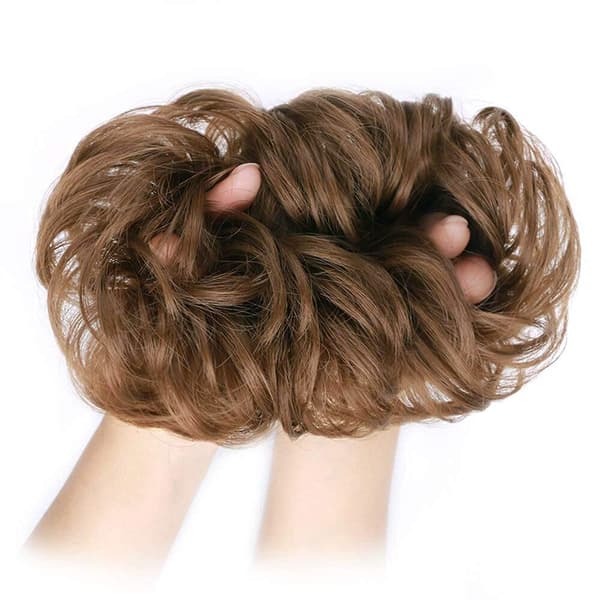 1 stk. Messy Bun Hårforlengelse Scrunchie Krøllete Bølgete Messy Syntetisk Chignon for Kvinner Oppsatt Hårtilbehør Lys Brun# Light Brown#