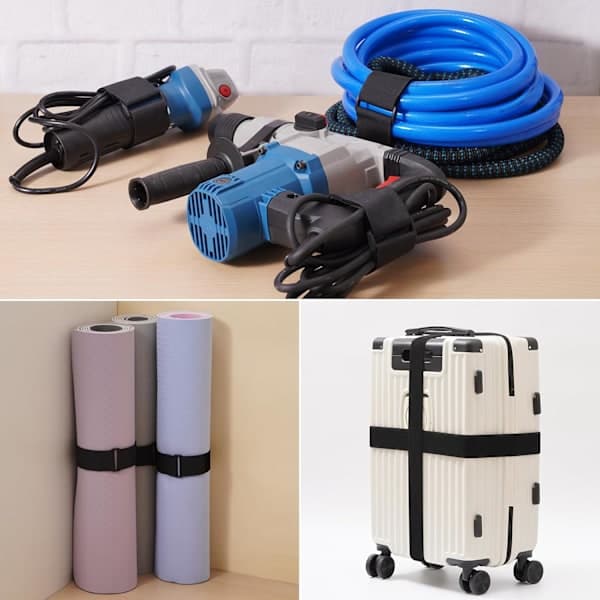5 cm x 5 m Heavy-Duty Hook and Loop Strap with 20 Eyelets - Adjustable, Cuttable, Reusable Strap for Securing Cables, Hoses, A