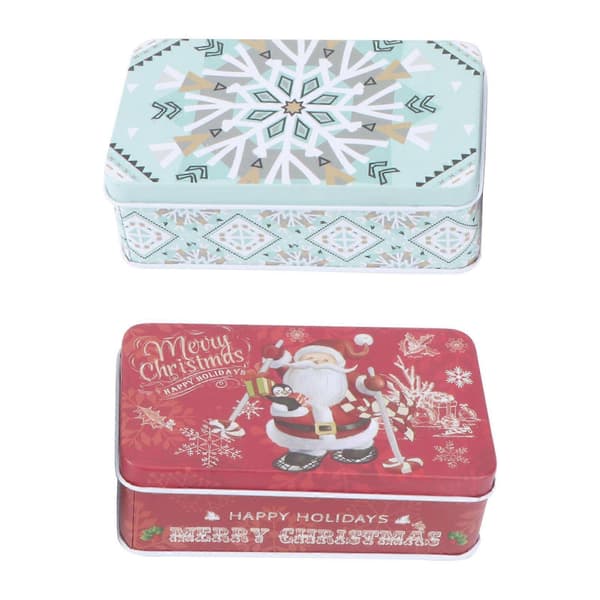 2 pcs Gift Boxes Candy Boxes Christmas Candy Tin Box Christmas Gift Tin Box Christmas Candy Boxes