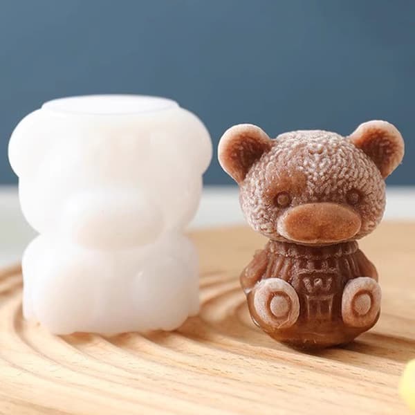 Delar 3D Bamse Is Silikoneforme Iskubsforme Form Silikone Dyreform Sæbe Lysform Iskube til Kaffe Mælk Te Slik