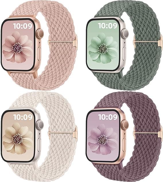 Solo Loop Flätat Sportband för Apple Watch 38-42mm, 4-pack[JUN]