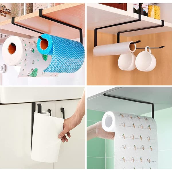 Papirhåndklædeholder Dispenser Under Skab Papirrulleholder til Køkken Humaniseret Design (Sorte dele)