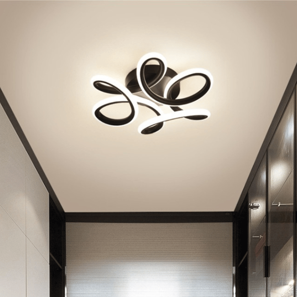 LED Ceiling Light, Modern Curved Design Ceiling Lamp for Hallway, Balcony, Kitchen, Bathroom, Bedroom, 30W White Light (White-FX-