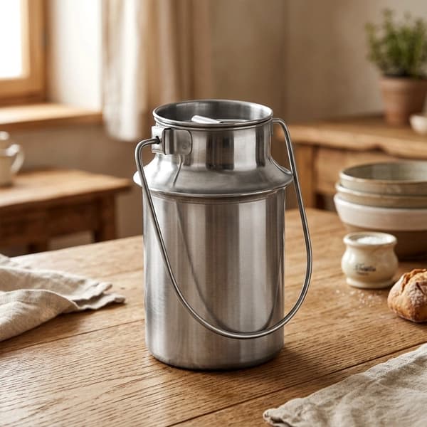 Stainless Steel Milk Can with Lid and Handle, 1.9 L