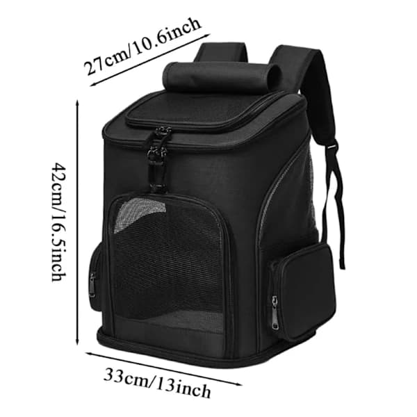 Expandable Pet Backpack, Breathable Mesh Cat Backpack, Foldable Dog Backpack for Small Dogs, Rabbits, Puppies Black