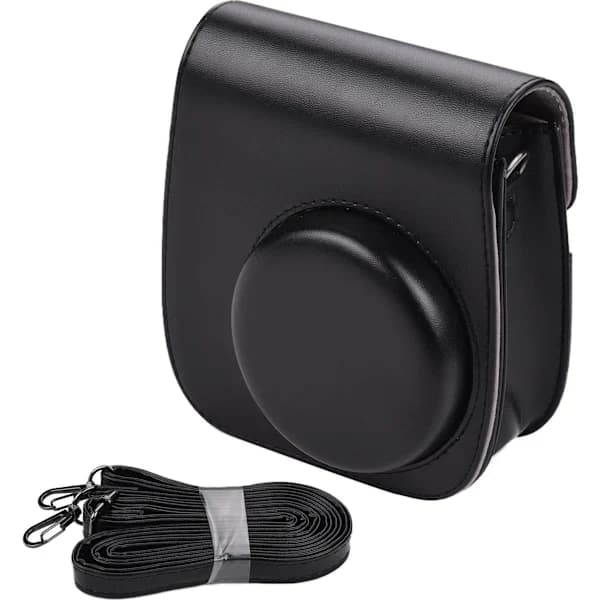 Portable Faux Leather Camera Bag with Shoulder Strap