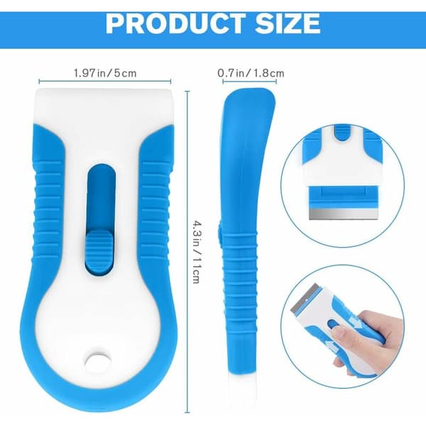 Glass Scraper for Hob, Including 20 Extra Scraper Blades, Multifunctional Cleaning Scraper for Scraping Labels, Decals, Stickers, Grout