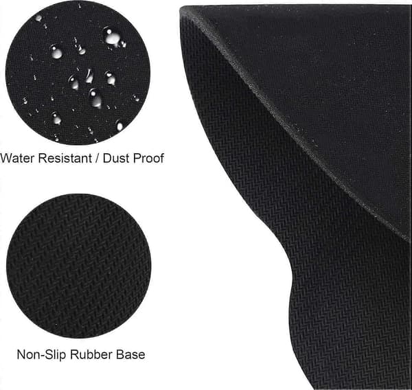 Musematte med håndleddsstøtte, Ren svart ergonomisk håndleddsstøtte, Komfortabel sklisikker håndleddspute i memory foam