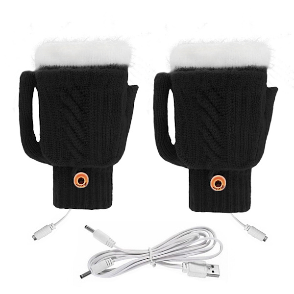 Sorte USB-opvarmede handsker Varme handsker