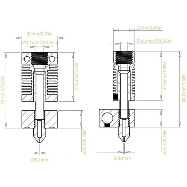 Opgrader Hotend-monteringstype af 24V 40W 3D-printerekstruder, egnet til 3D V2, 5., CR10 3D-printere