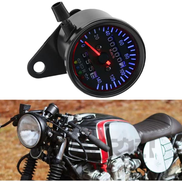 LED-backlight 12V Motorcycle Dual Odometer Speedometer Gauge Kit Cafe Racer