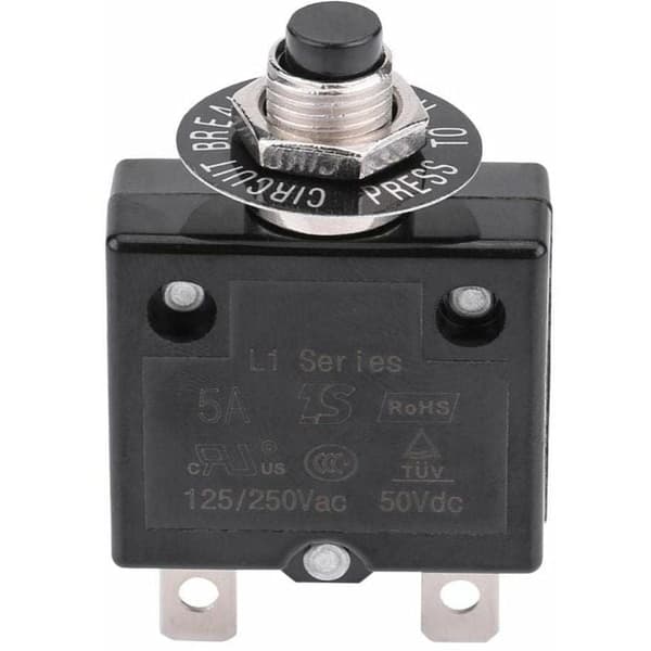 20A Circuit Breaker Optional Reset Thermal Breaker, 125-250V AC 50V DC Power Overload Protector Push Button Circuit Breaker