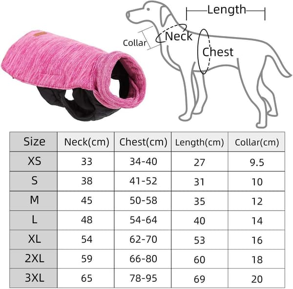 Reversibel Stor Medium Hundkappa Bomullsfyllning Vinter Hundväst Ther
