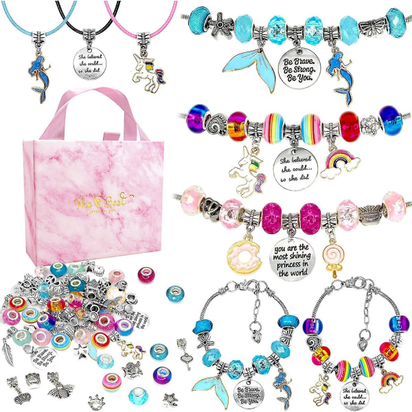 Gør-det-selv charme armbåndssæt, Unicorn armbåndssæt, Havfrue Candy Unicorn Crafts Gaver til piger Teenagere i alderen 8-12 Jul fødselsdagsgave til piger