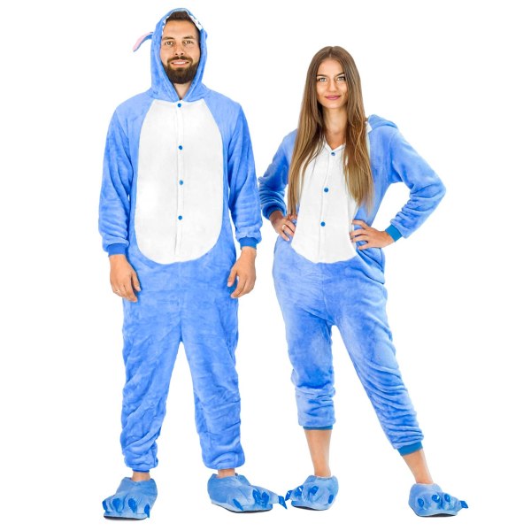Jumpsuit onesie för män och kvinnor - mjuk, gosig vanlig pyjamas - varm pyjamas - karnevalskostym - karnevalsdräkt - storlek 168-178 cm (L) - alien