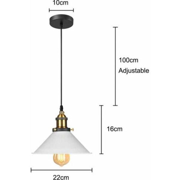 3x Retro loftslampe industrielt design Edison loftslampe E27 lysekrone metal loftslampe, Ø 22cm, hvid