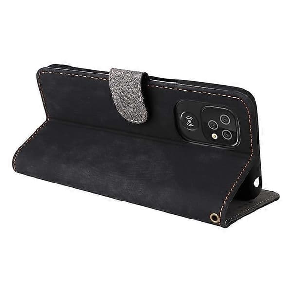 PU Leather Wallet Case with RFID and Stand for Doro 8100 / 8200 with Strap Black Black