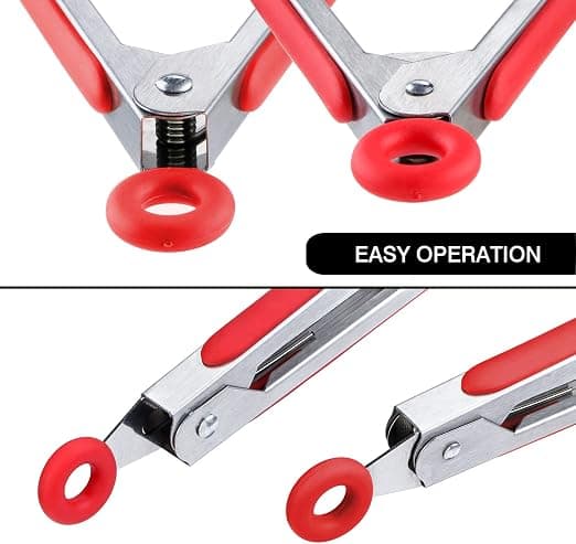 7\" Mini Silikone Serveringstang - 3-pak 7 tommer Rød