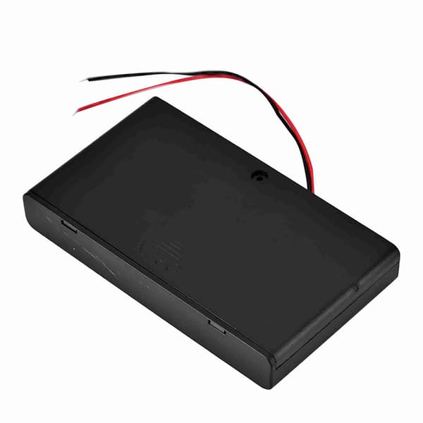 Portable AA Battery Holder Storage Box with Lid and Switch